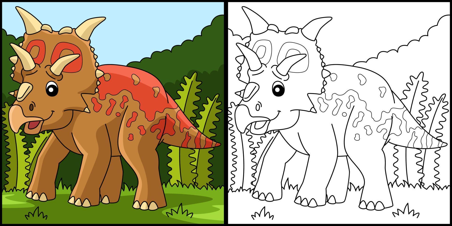 ilustração de página para colorir de dinossauro xenoceratops vetor