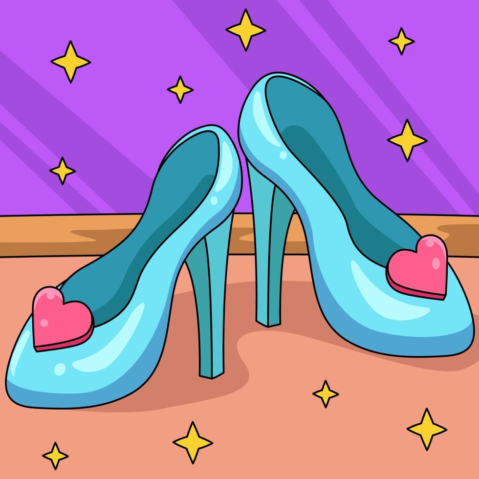 sapatos de princesa com saltos coloridos desenhos animados vetor