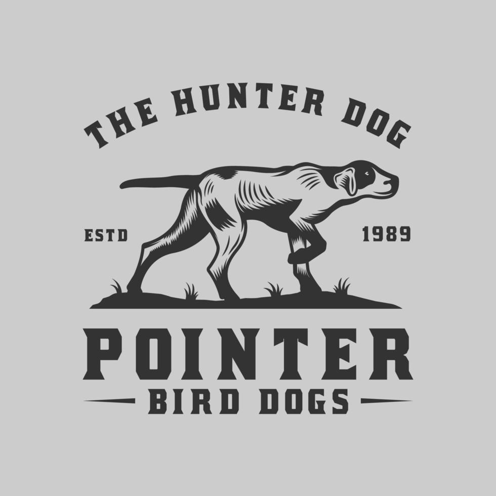 cão de caça ponteiro inglês emblema do cão de pássaro distintivo vetor