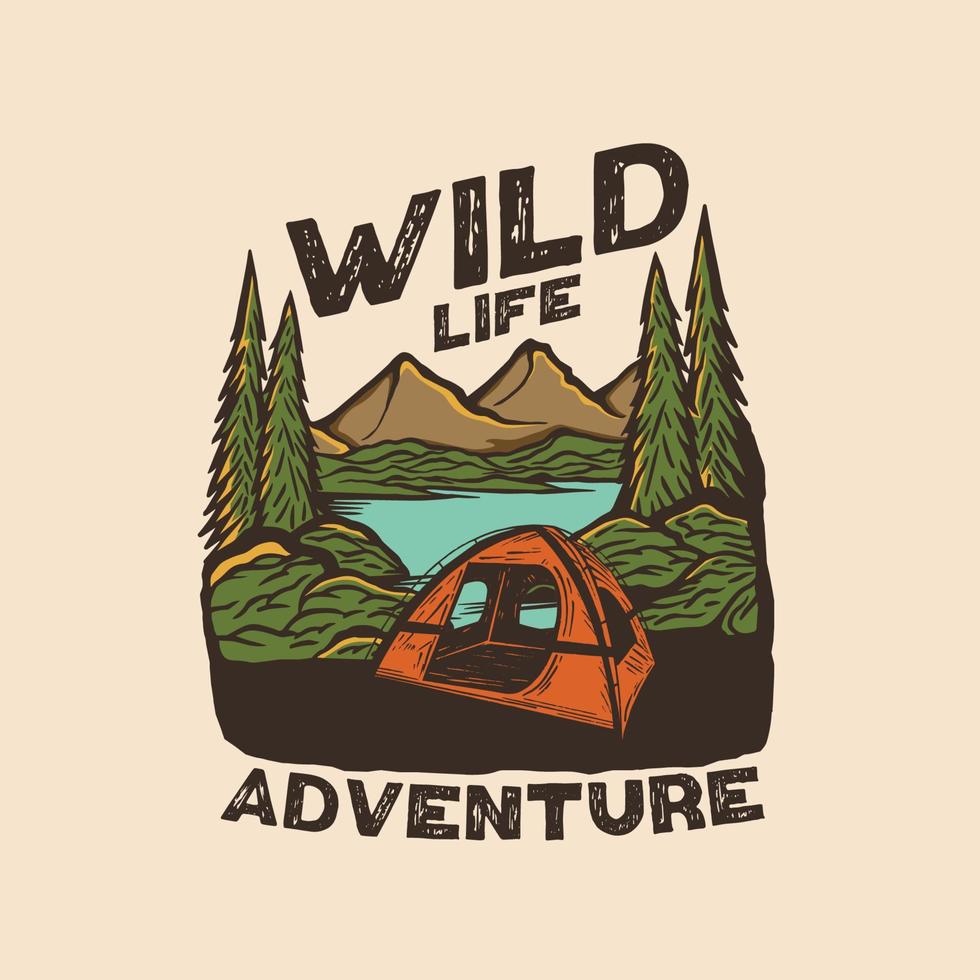 logotipo de patch vintage de aventura de vida selvagem vetor