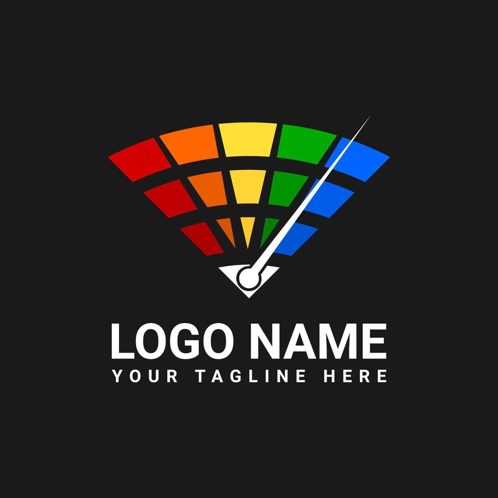 vetor de design de logotipo de velocímetro colorido