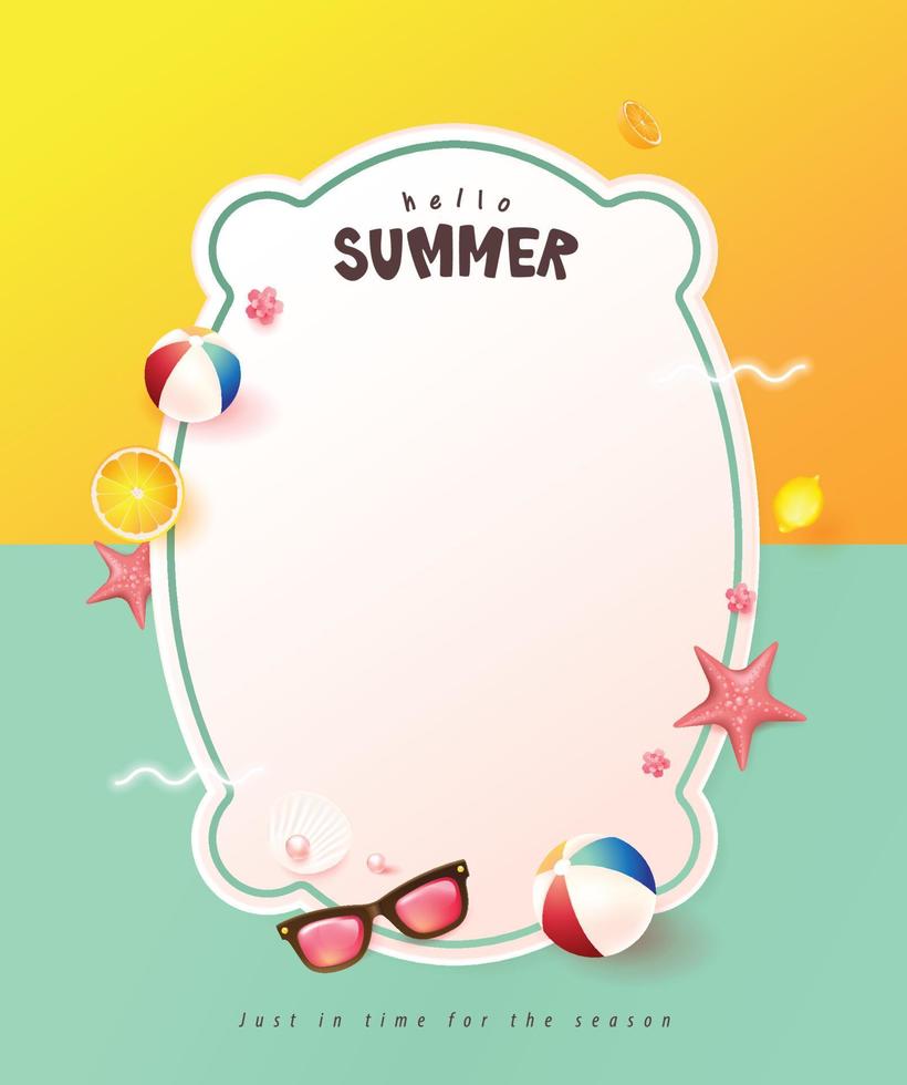 banner de verão colorido abstrato com vibrações de praia decoram vetor