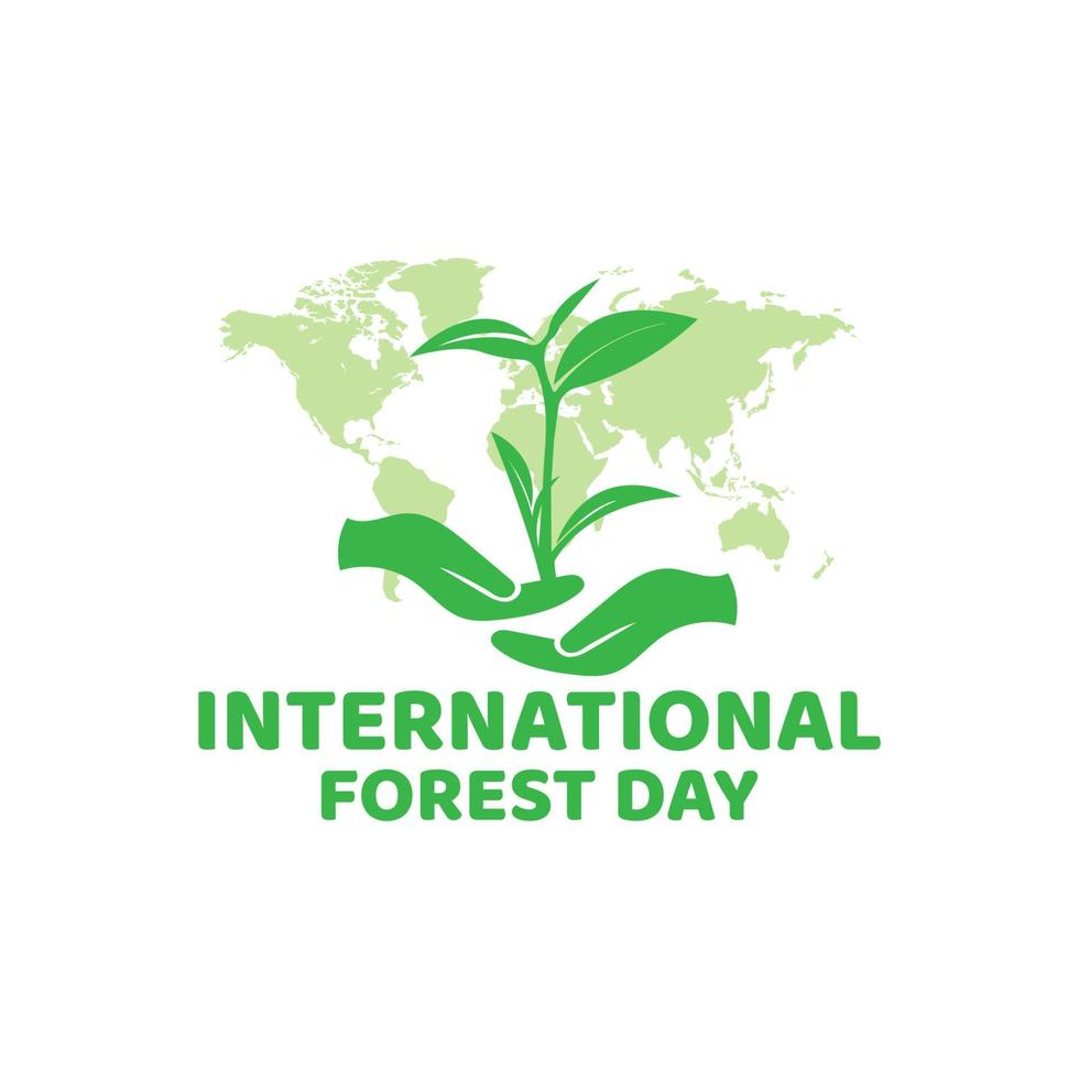 design de vetor de logotipo do dia da floresta ecológica internacional e conceito de dia da terra salvando o conceito de floresta