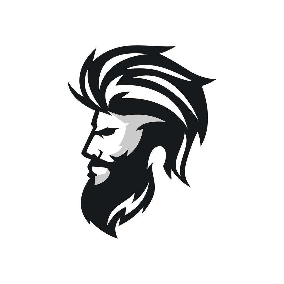 modelos de logotipo de barbearia de homem de barba vetor