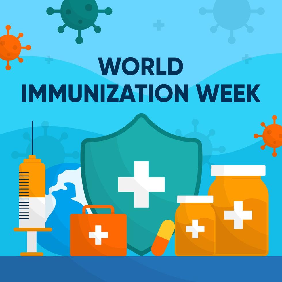 design de plano de fundo da semana mundial de imunização vetor