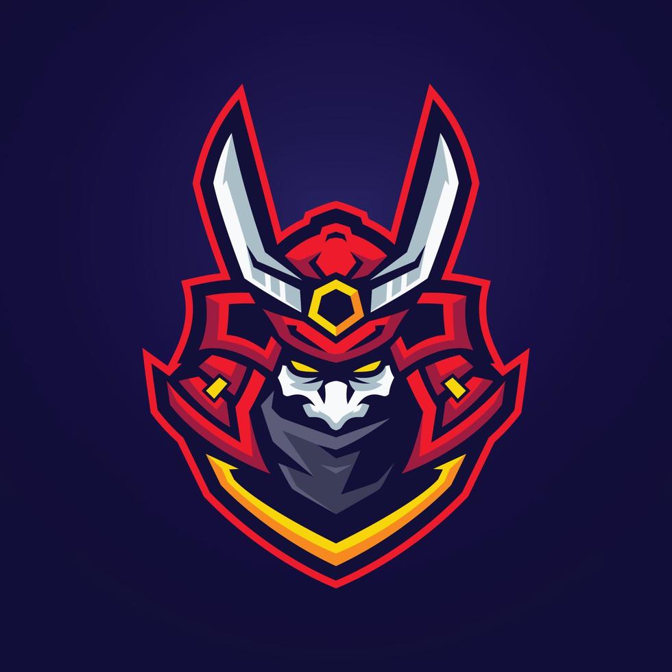 modelos de mascote de logotipo oni samurai vetor