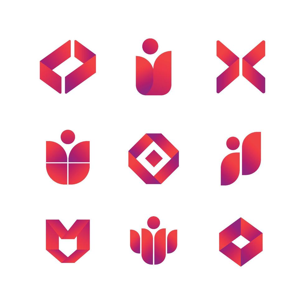 coleção de elementos abstratos do logotipo com cor gradiente vetor