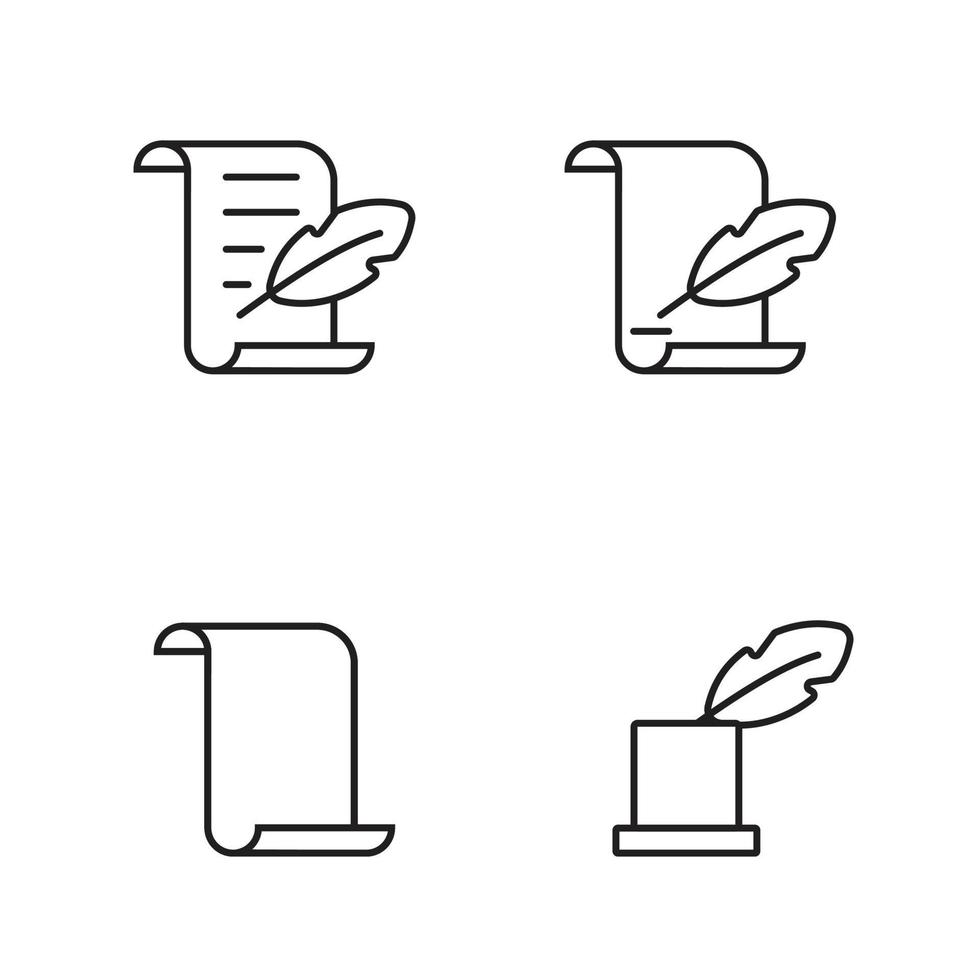 conjunto de ícones escrevendo papel de ilustração de símbolo e caneta de pena animal vetor modelo de design de negócios de contabilidade