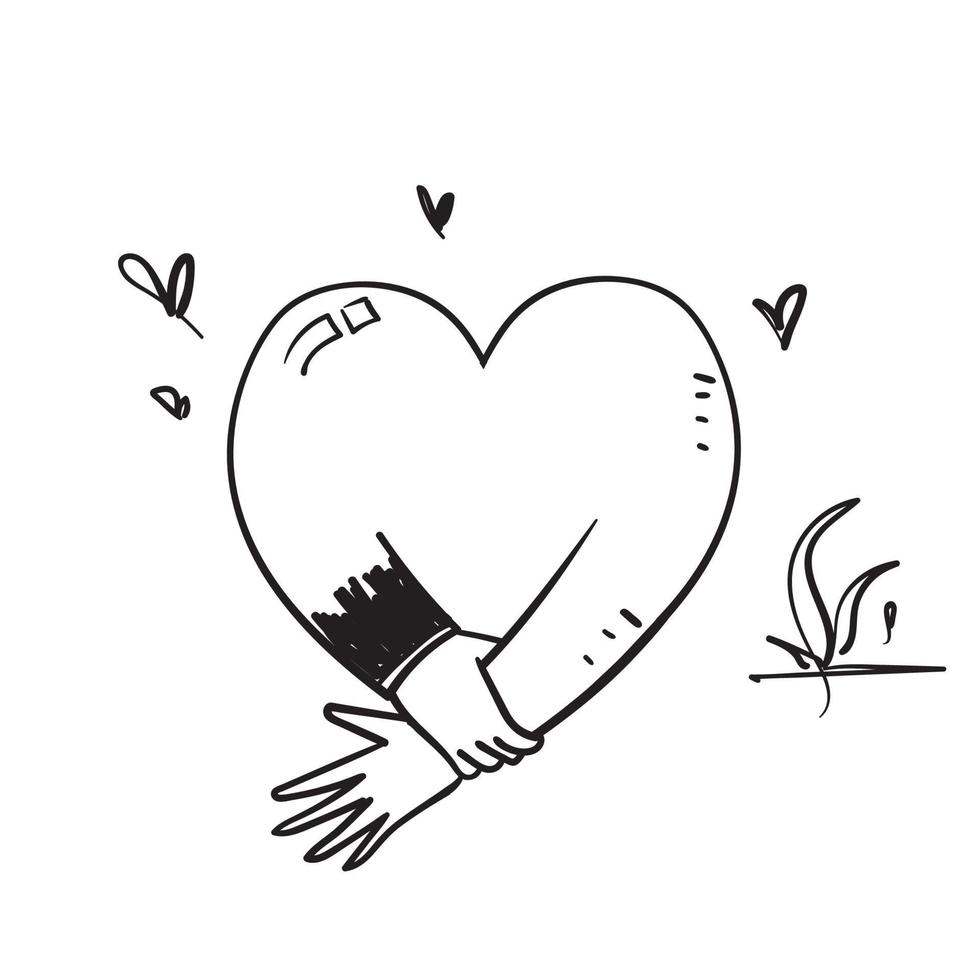 mão desenhada doodle aperto de mão amor ilustração vetor isolado