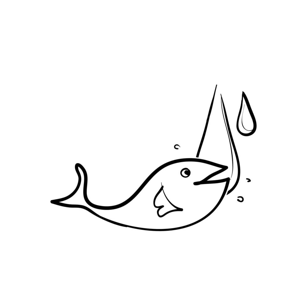 vetor de ilustração de ícone de óleo de peixe doodle desenhado à mão isolado
