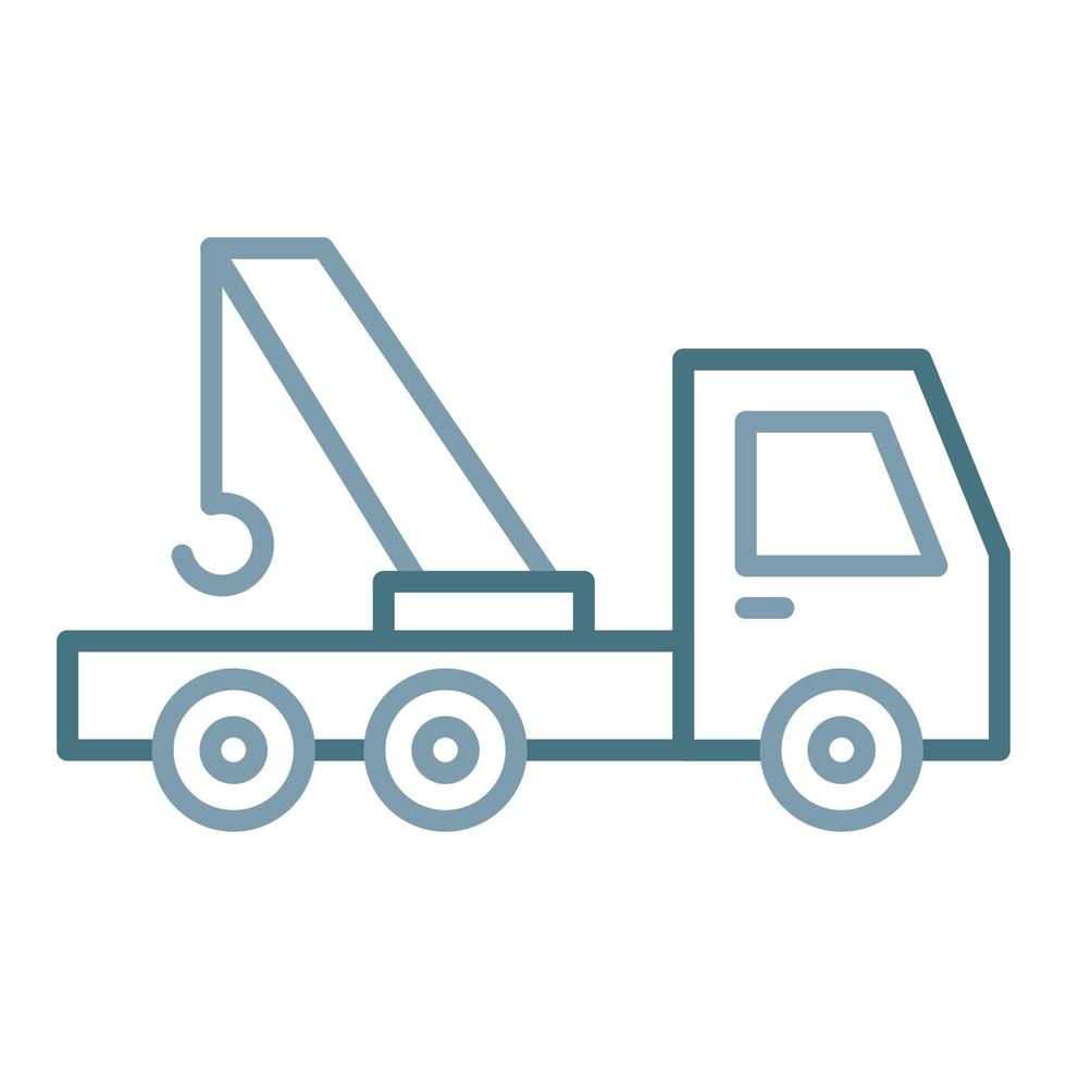 ícone de duas cores de linha de caminhão de reboque vetor
