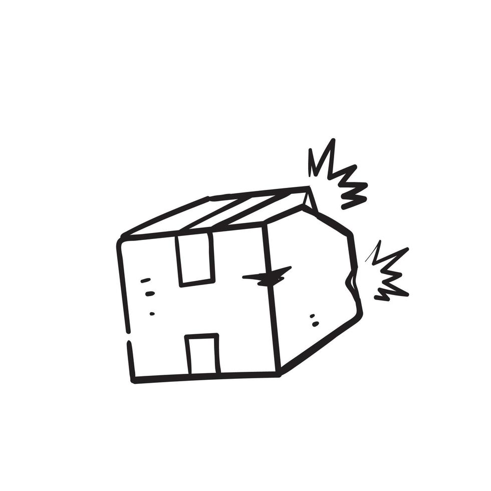 doodle desenhado à mão vetor de ilustração de ícone de papelão quebrado isolado
