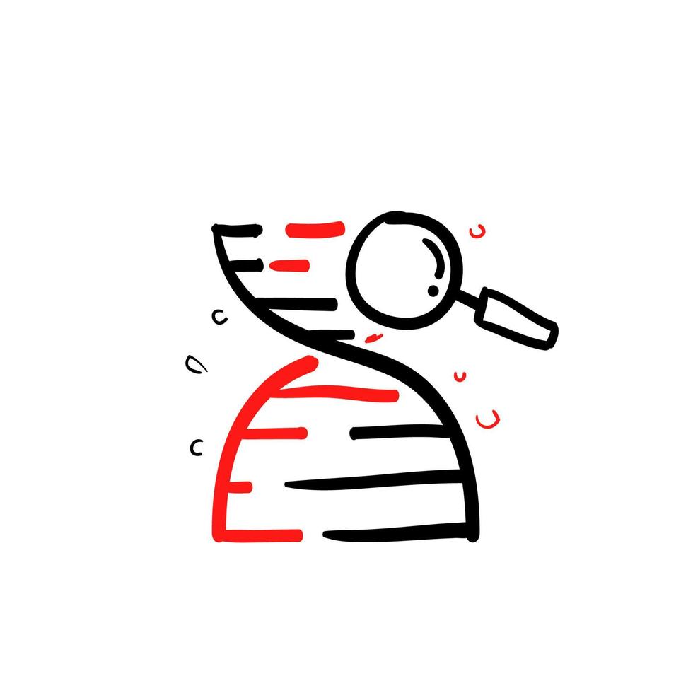 doodle desenhado à mão e ícone de ilustração de lupa isolado vetor