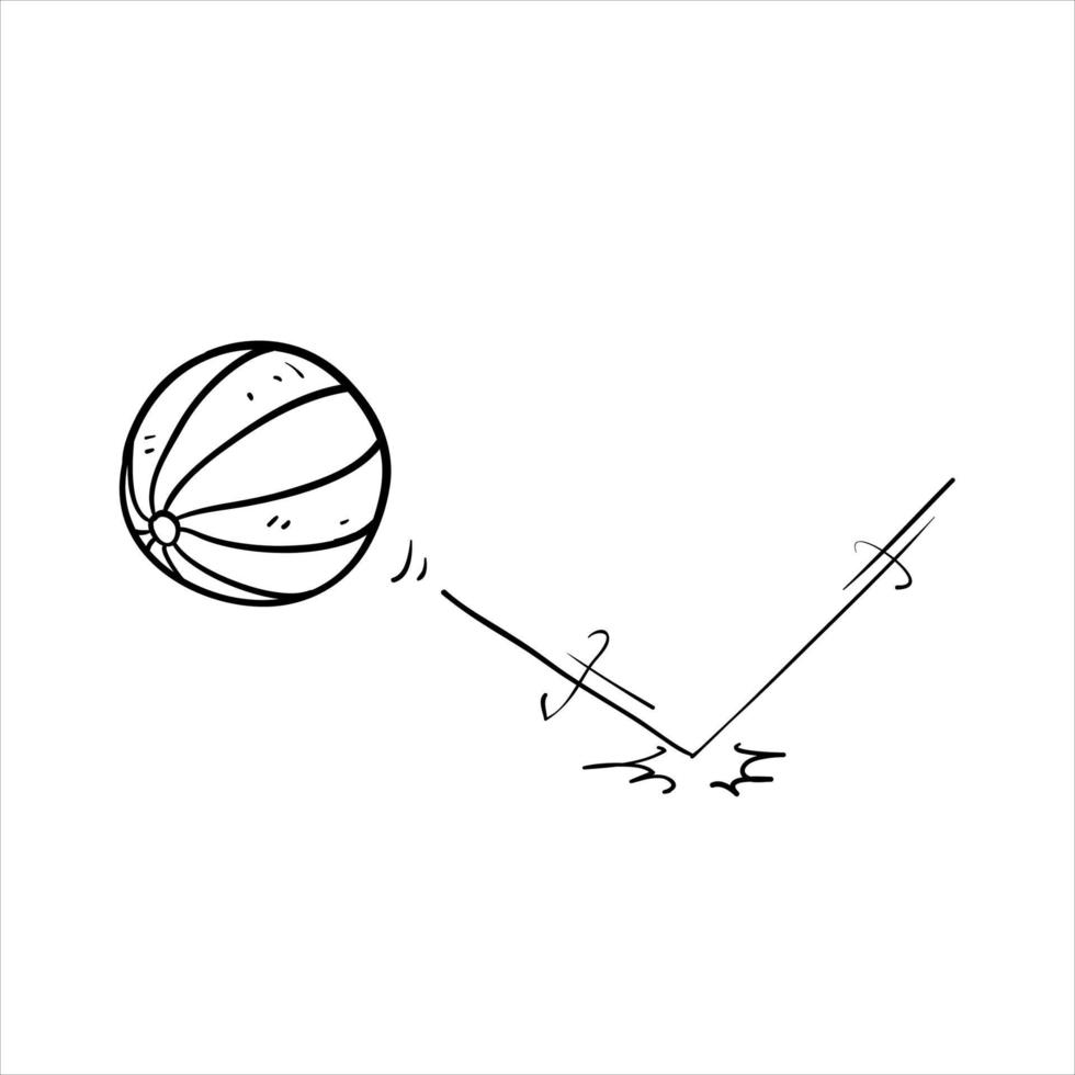 ícone de ilustração de salto de bola de doodle desenhado à mão isolado vetor