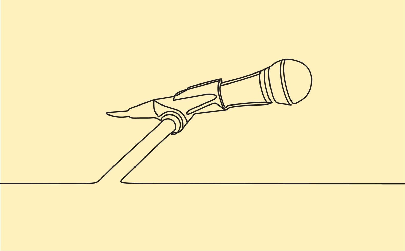 desenho de linha contínua no microfone vetor