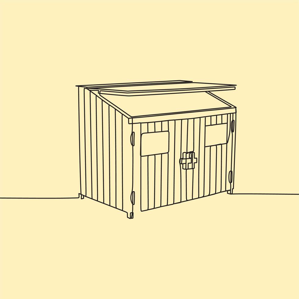 desenho de linha contínua na caixa de lixo vetor