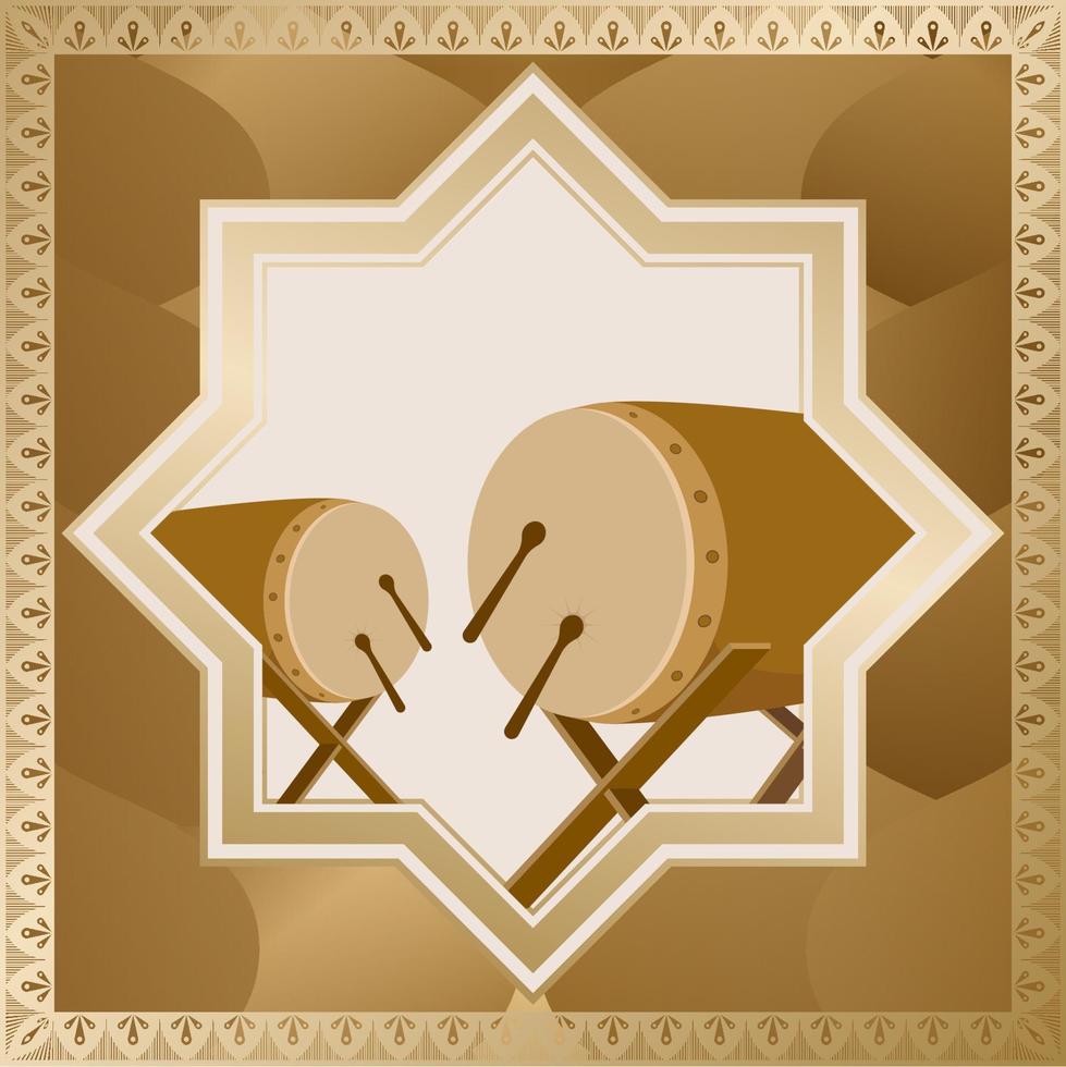 o plano de fundo do post de saudação do eid. ilustração de mesquita dourada como cartão de felicitações. vetor