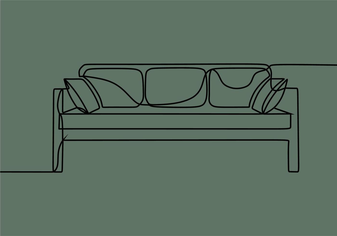 desenho de linha contínua no sofá vetor