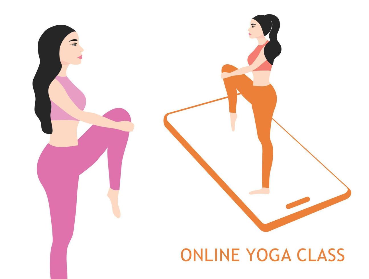 aula de ioga online em casa ilustração vetorial vetor