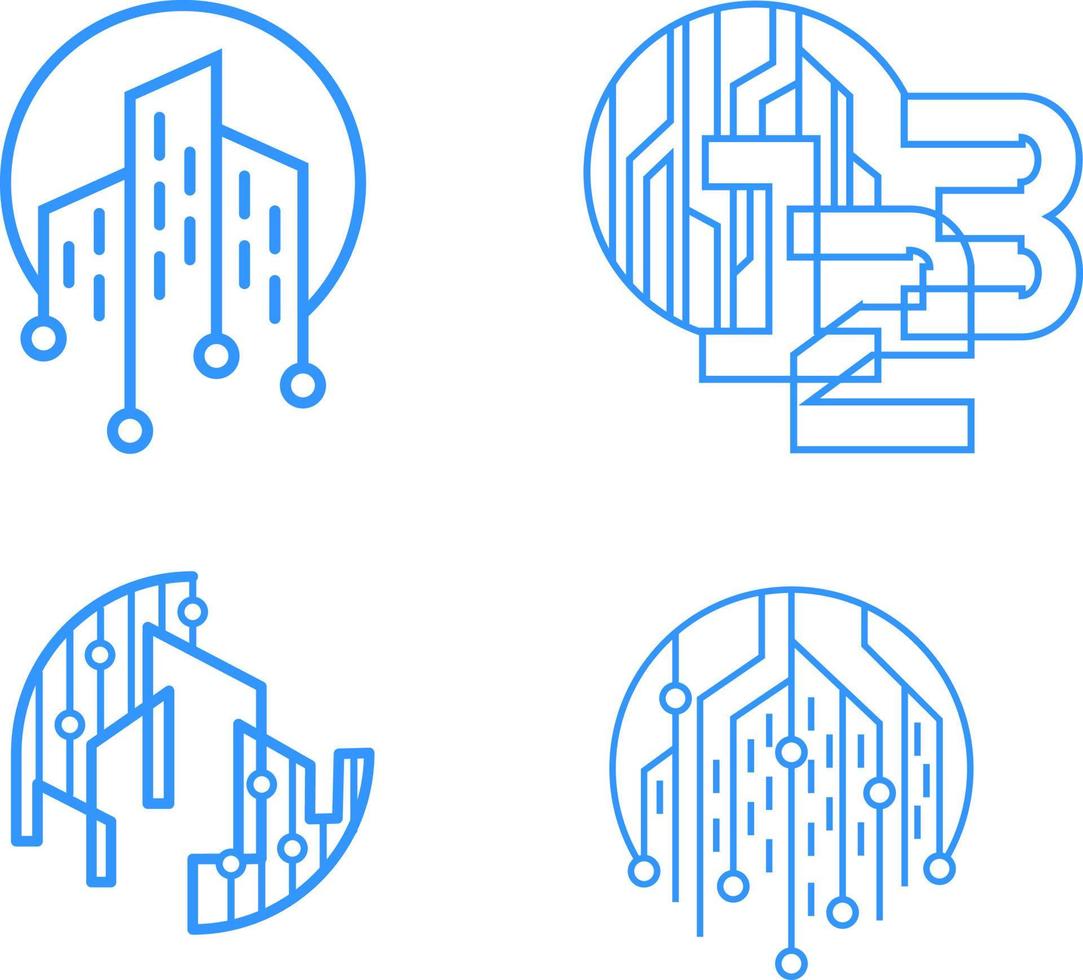 um conjunto de quatro logotipos futuristas vetor