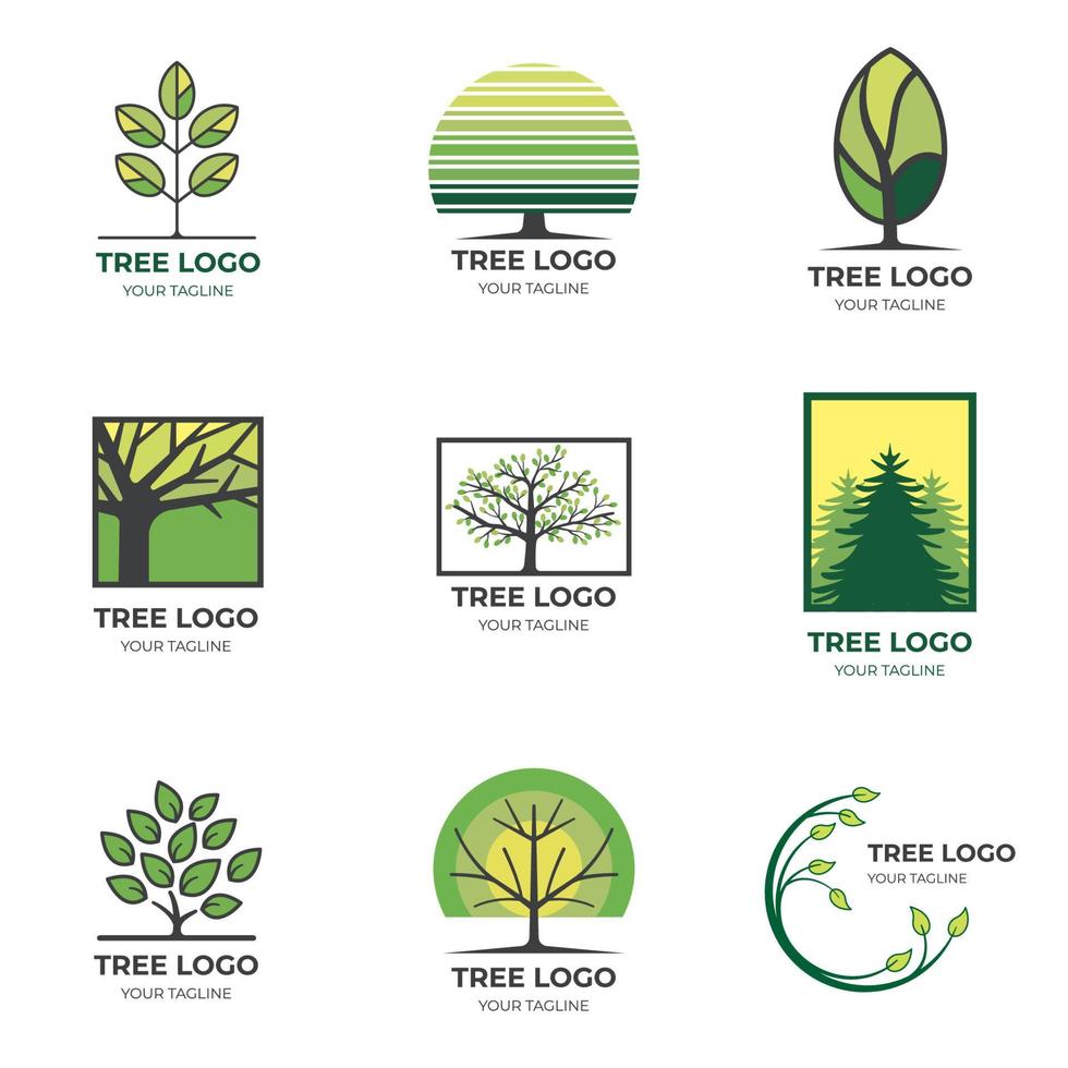 coleção do logotipo da árvore vetor