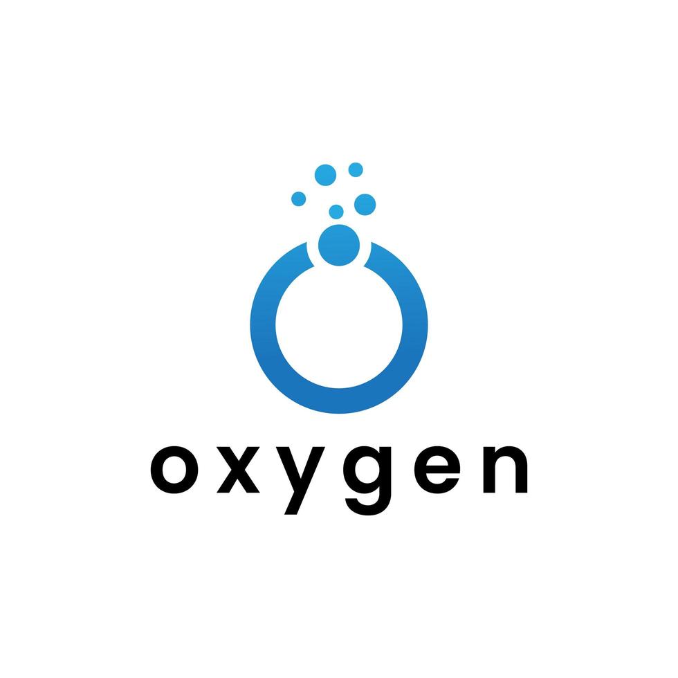 o logotipo apresenta a letra simples o para símbolo químico de oxigênio com bolha vetor