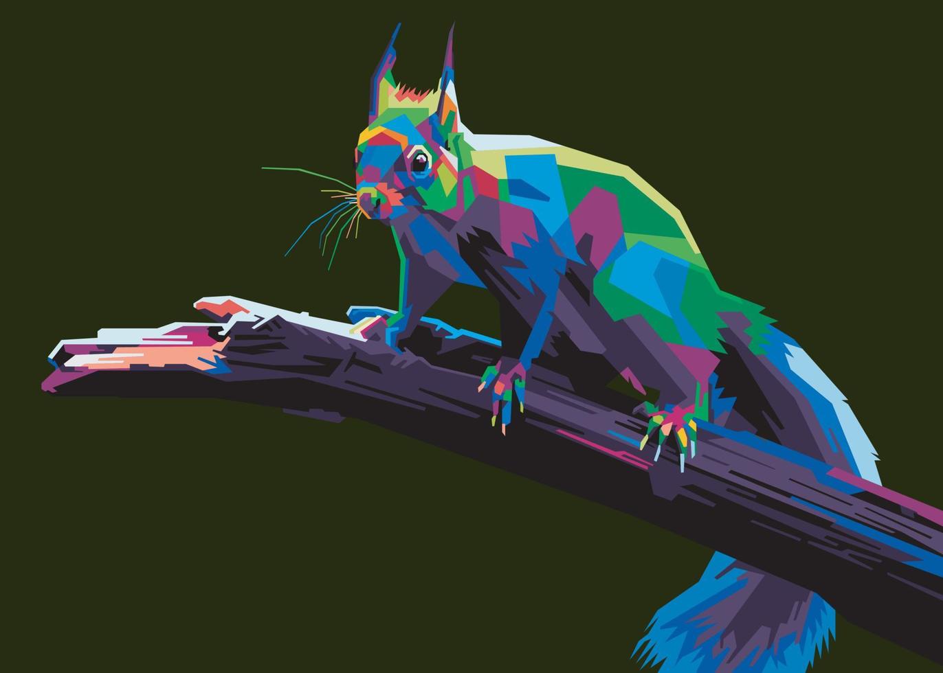 esquilo colorido em fundo de estilo pop art isolado legal. estilo wpap vetor