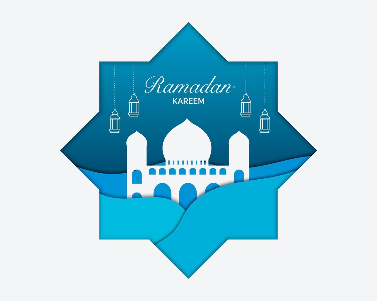 estilo de papel de ilustração ramadan kareem vetor