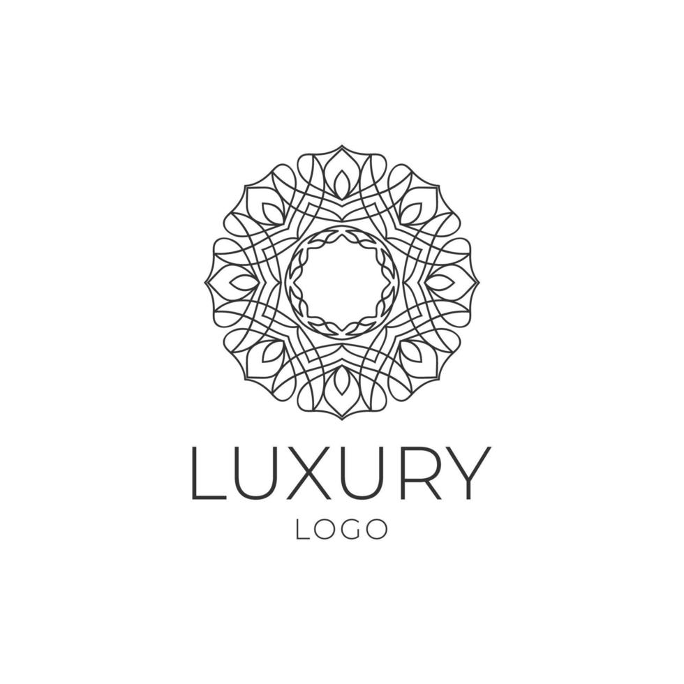 elemento de design de logotipo de vetor de luxo de arte de linha circular abstrata