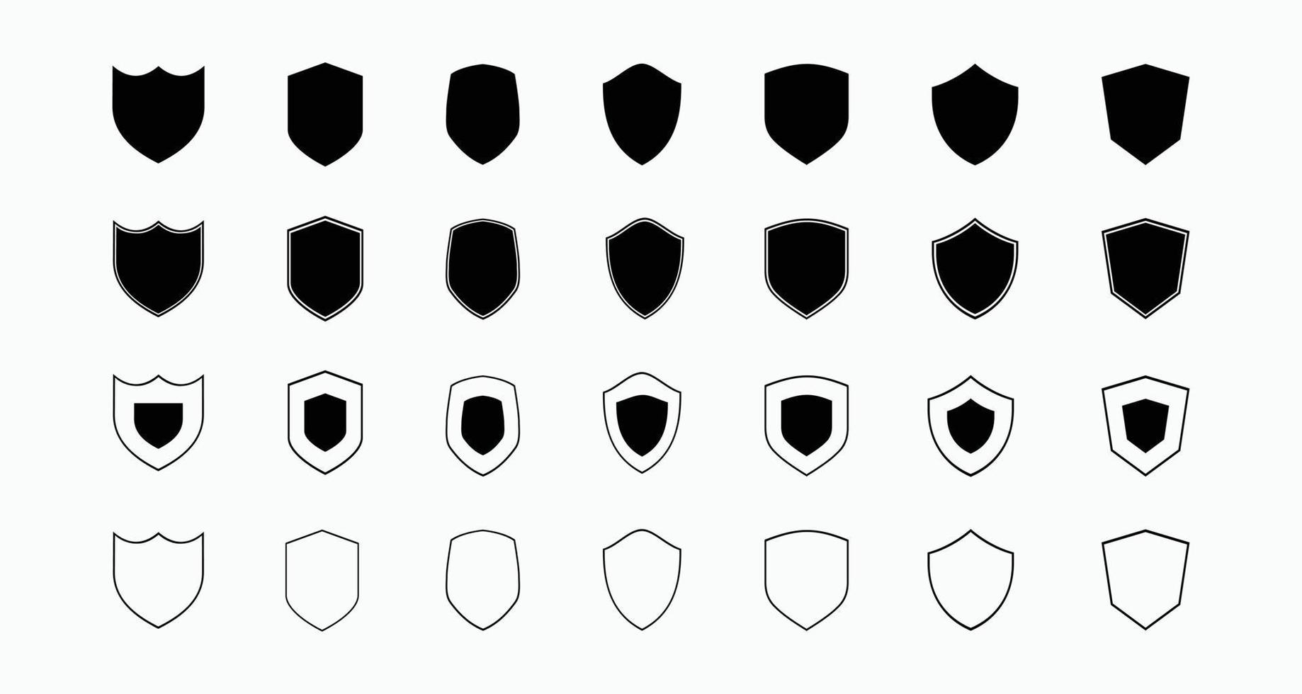 conjunto de ícone de escudo, distintivo da polícia, logotipo de segurança vetor