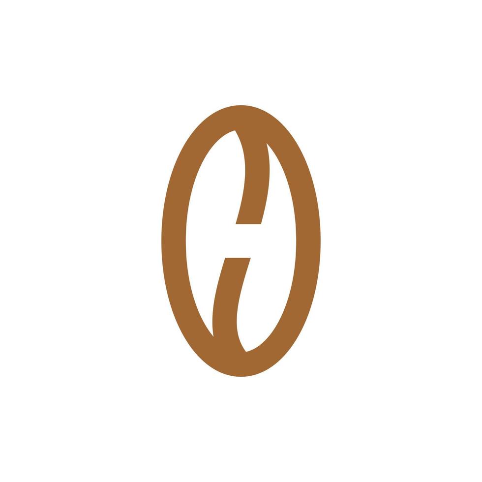 letra h design de logotipo de feijão de café vetor