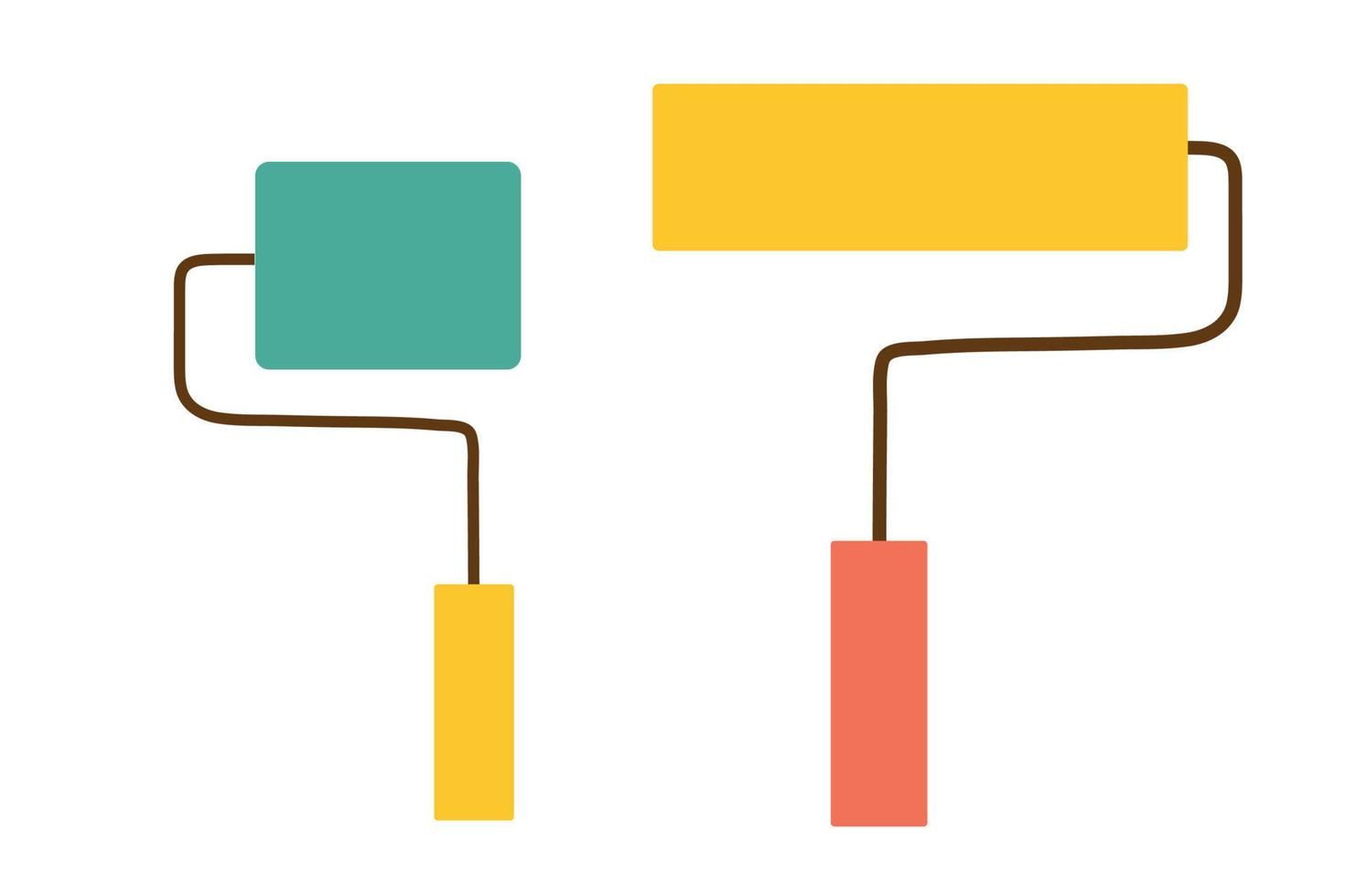 um conjunto de dois rolos para pintura de diferentes tamanhos em construção ou reforma. fundo branco isolado. ferramentas de construção como elemento de design ou logotipo. ilustração vetorial. vetor