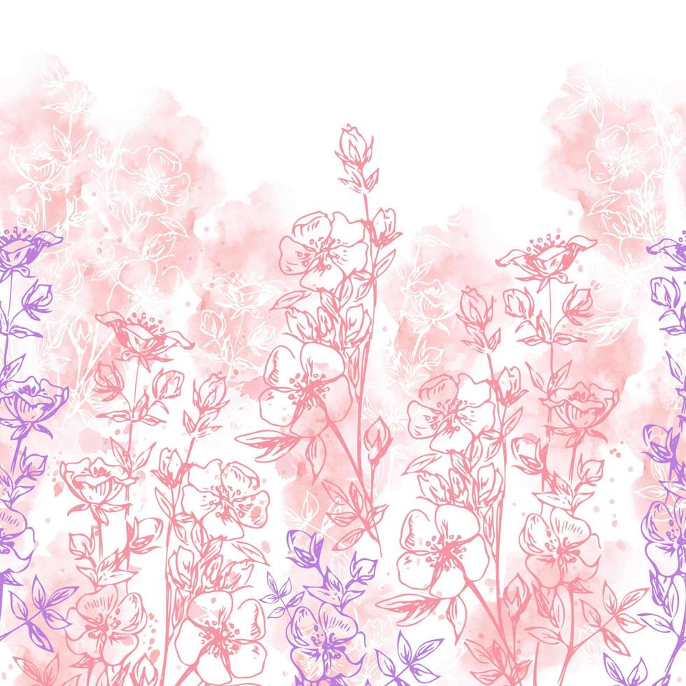 ilustração de padrão floral sem costura, fronteira. vetor