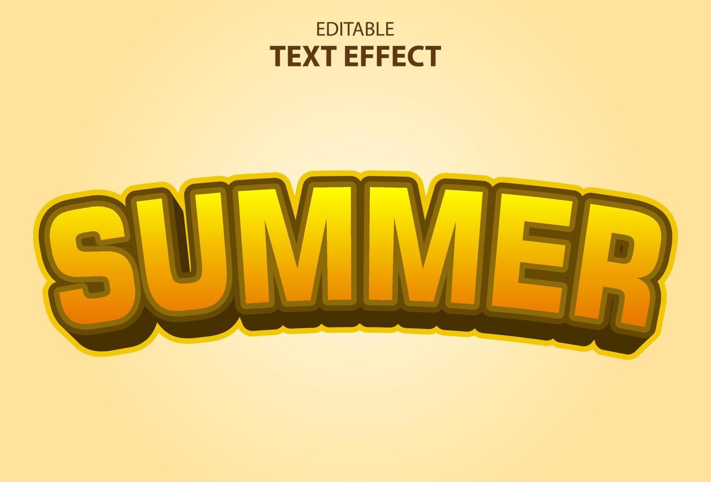 efeito de texto de verão com cor amarela editável. vetor