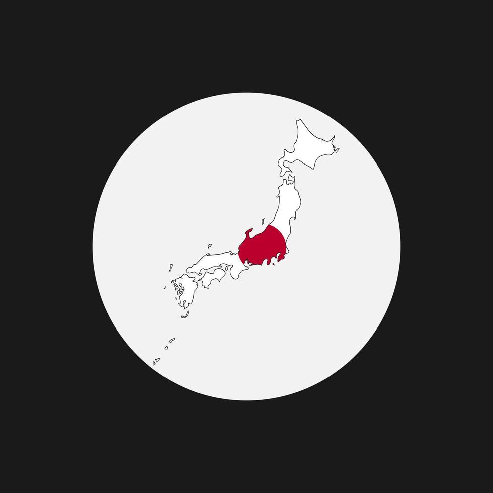 silhueta do mapa do japão com bandeira no fundo branco vetor