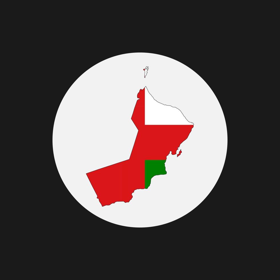 silhueta do mapa de Omã com bandeira no fundo branco vetor