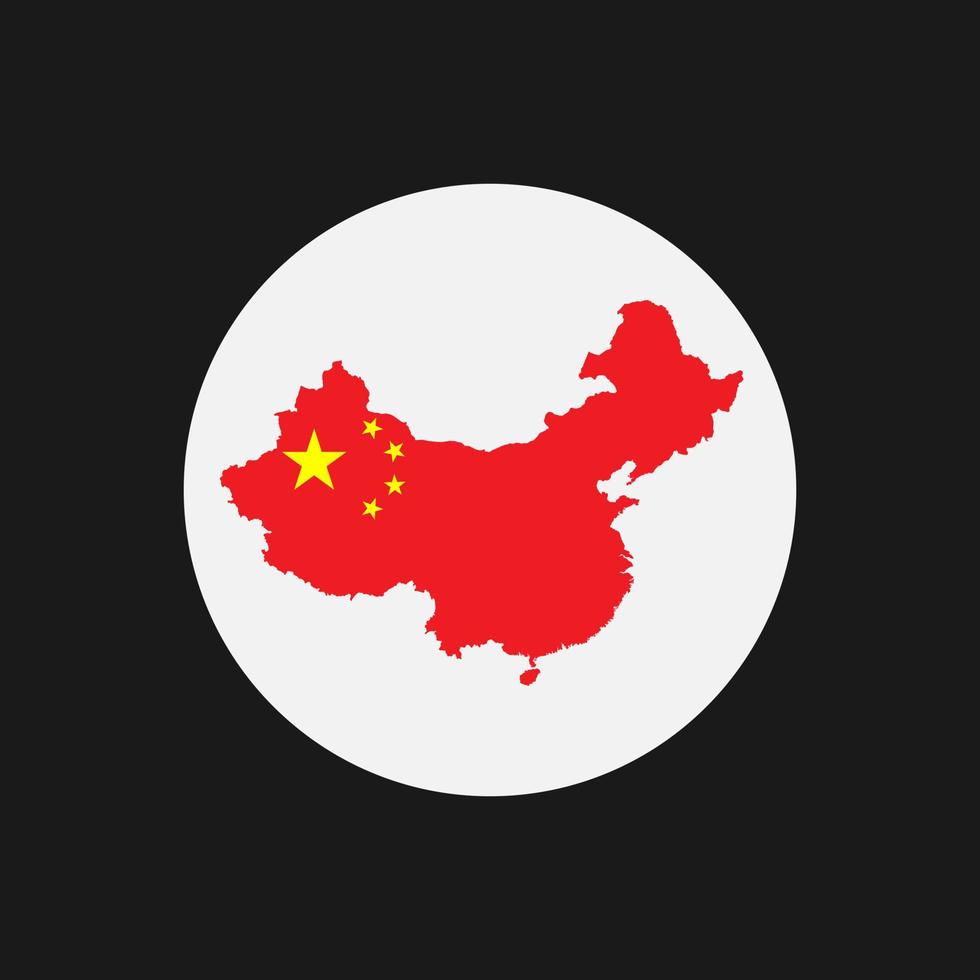 silhueta do mapa da china com bandeira no fundo branco vetor