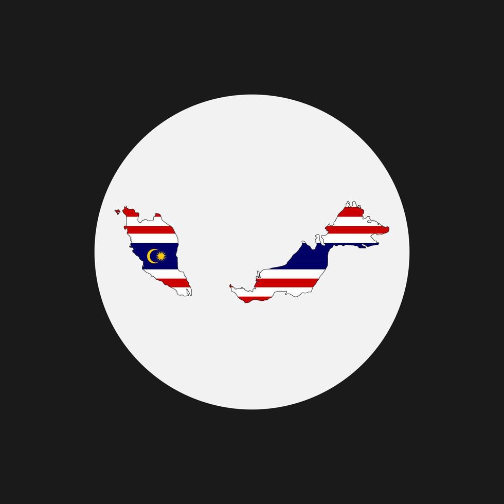 silhueta do mapa de Kuala Lumpur com bandeira no fundo branco vetor
