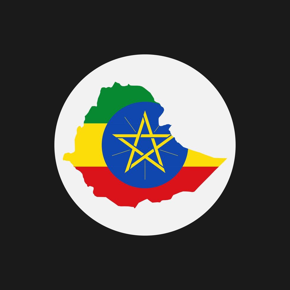 silhueta do mapa da Etiópia com bandeira no fundo branco vetor