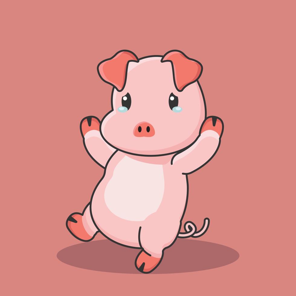 fazenda de porcos personagem de desenho animado rosa ícone fofo desenho animal de estimação vetor plano halal animal leitão porquinho arte do ícone