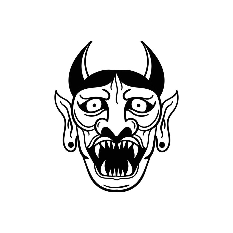 ilustração de doodle de cara de diabo desenhada à mão para cartaz de adesivos de tatuagem etc vetor