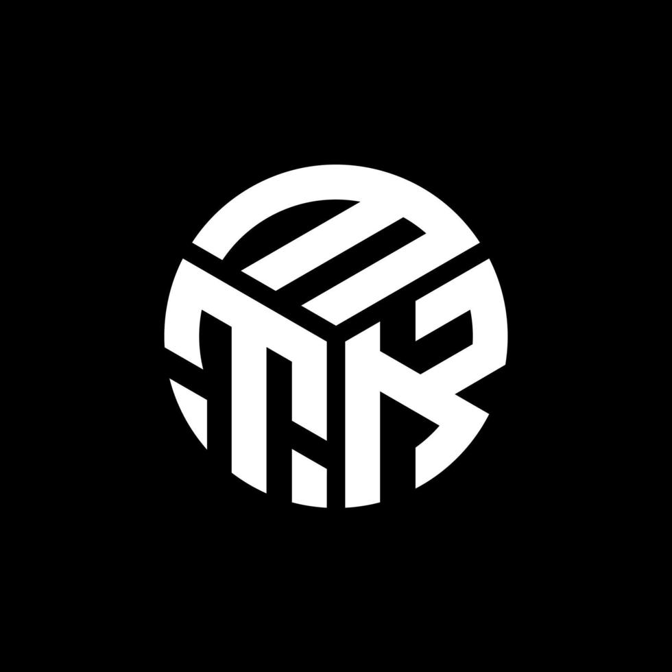 design de logotipo de letra mtk em fundo preto. conceito de logotipo de letra de iniciais criativas mtk. design de letra mtk. vetor