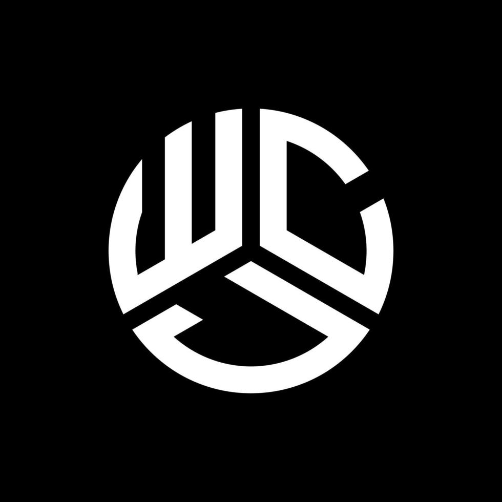 design de logotipo de carta wcj em fundo preto. conceito de logotipo de carta de iniciais criativas wcj. projeto de letra wcj. vetor