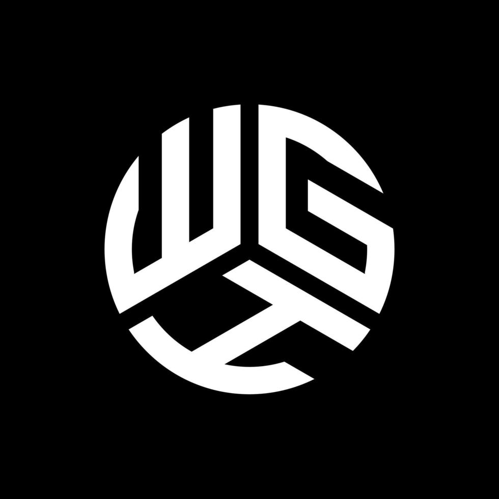 design de logotipo de carta wgh em fundo preto. conceito de logotipo de letra de iniciais criativas wgh. desenho de letra wgh. vetor