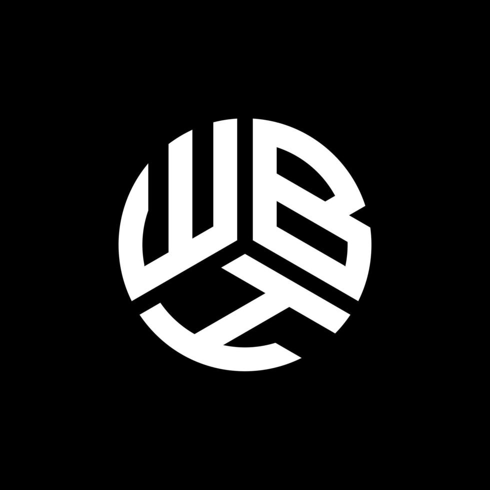 design de logotipo de carta wbh em fundo preto. conceito de logotipo de letra de iniciais criativas wbh. desenho de letras wbh. vetor