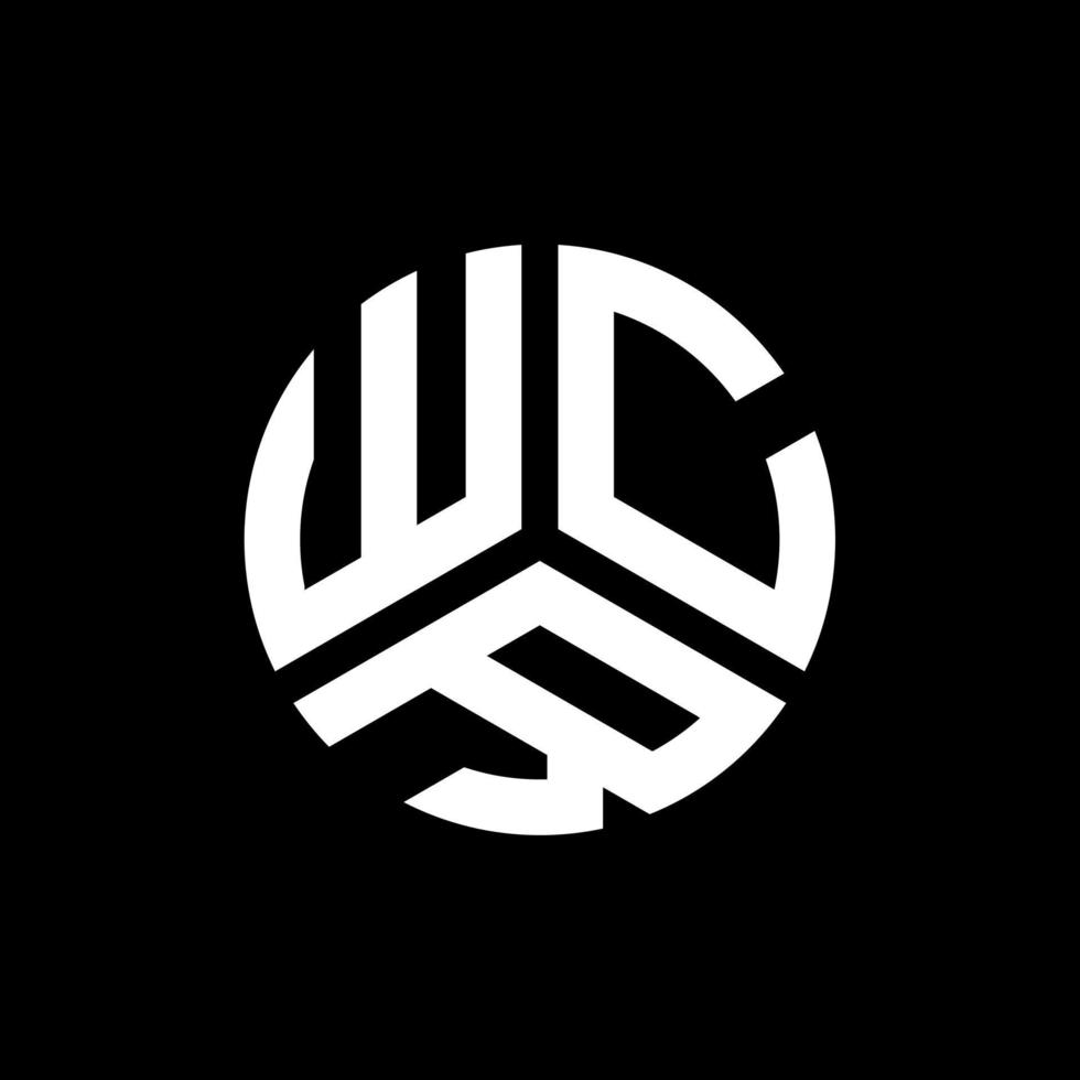 design de logotipo de carta wcr em fundo preto. conceito de logotipo de carta de iniciais criativas wcr. design de letra wcr. vetor