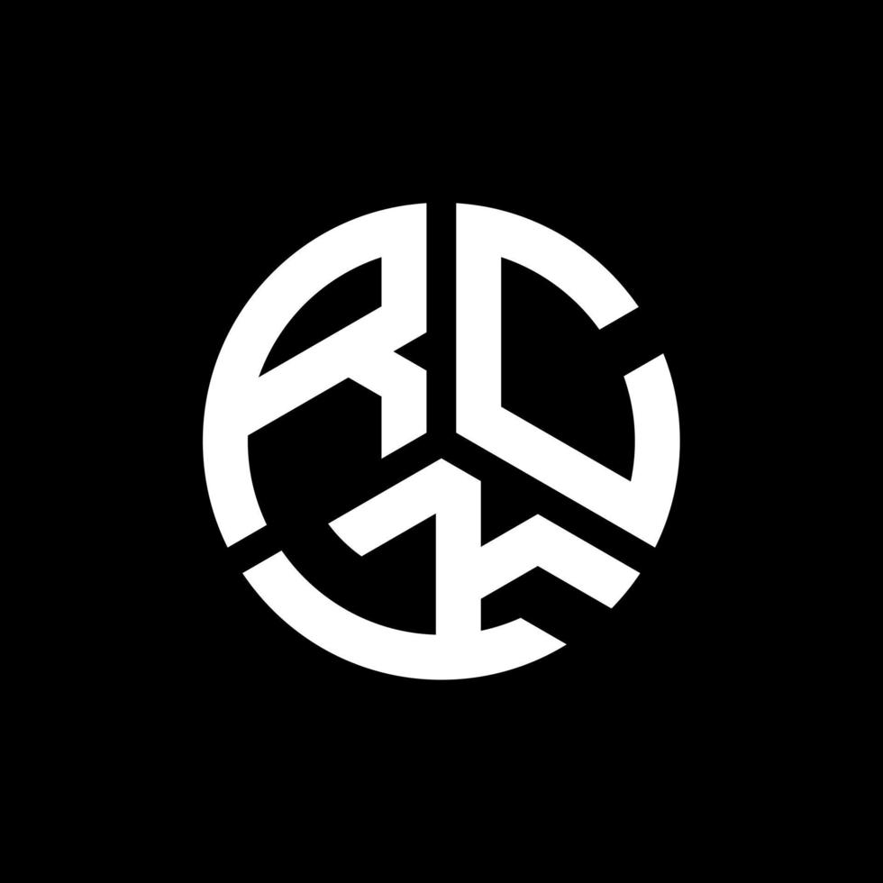 design de logotipo de carta rck em fundo preto. conceito de logotipo de carta de iniciais criativas rck. design de letra rck. vetor