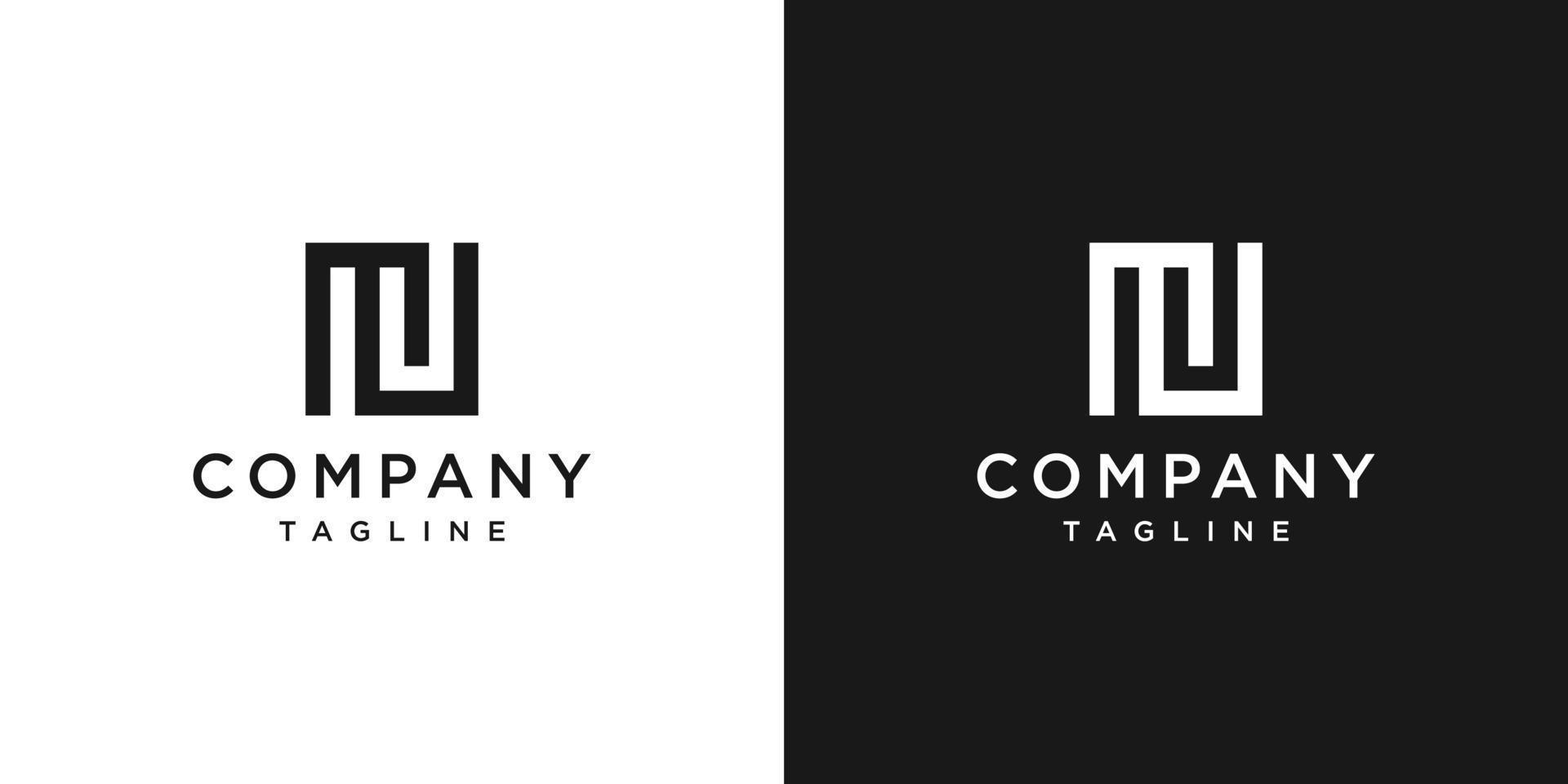 modelo de ícone de design de logotipo de monograma de carta criativa mu fundo branco e preto vetor