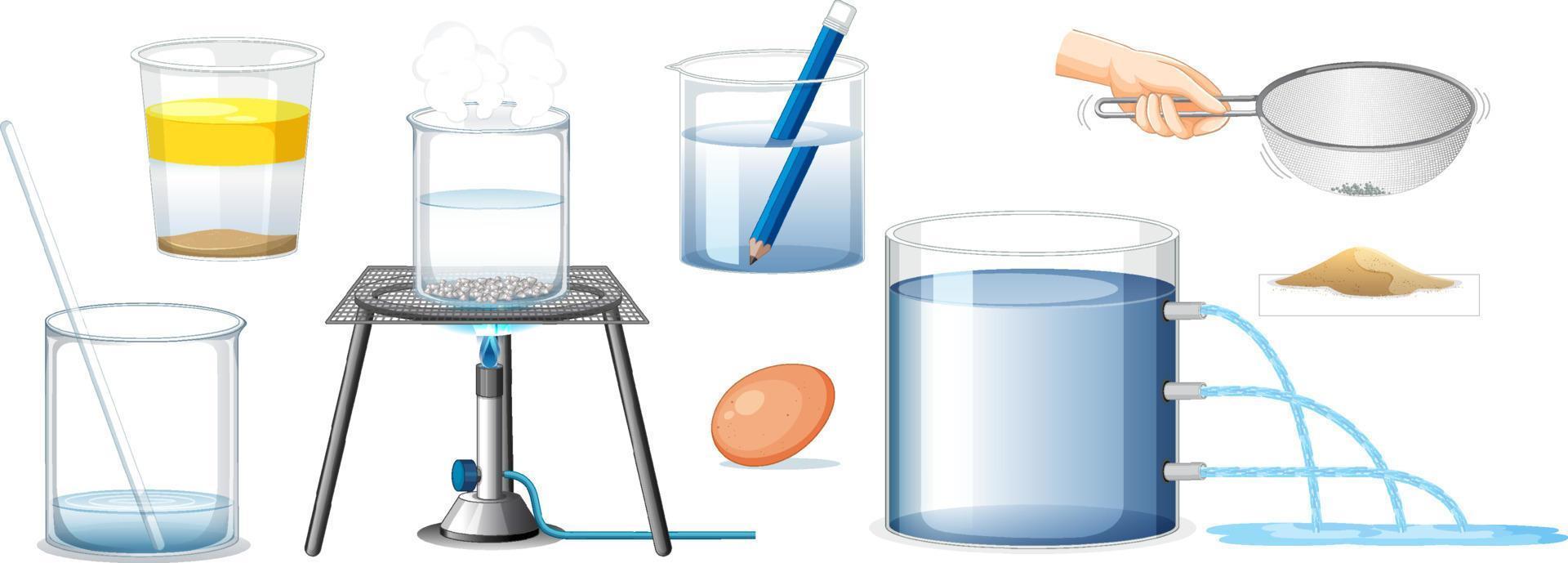 conjunto de equipamentos necessários para experimento científico vetor