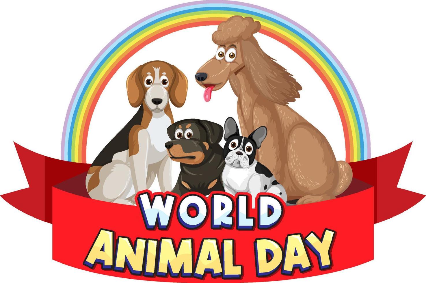 logotipo do dia mundial dos animais com cães fofos vetor